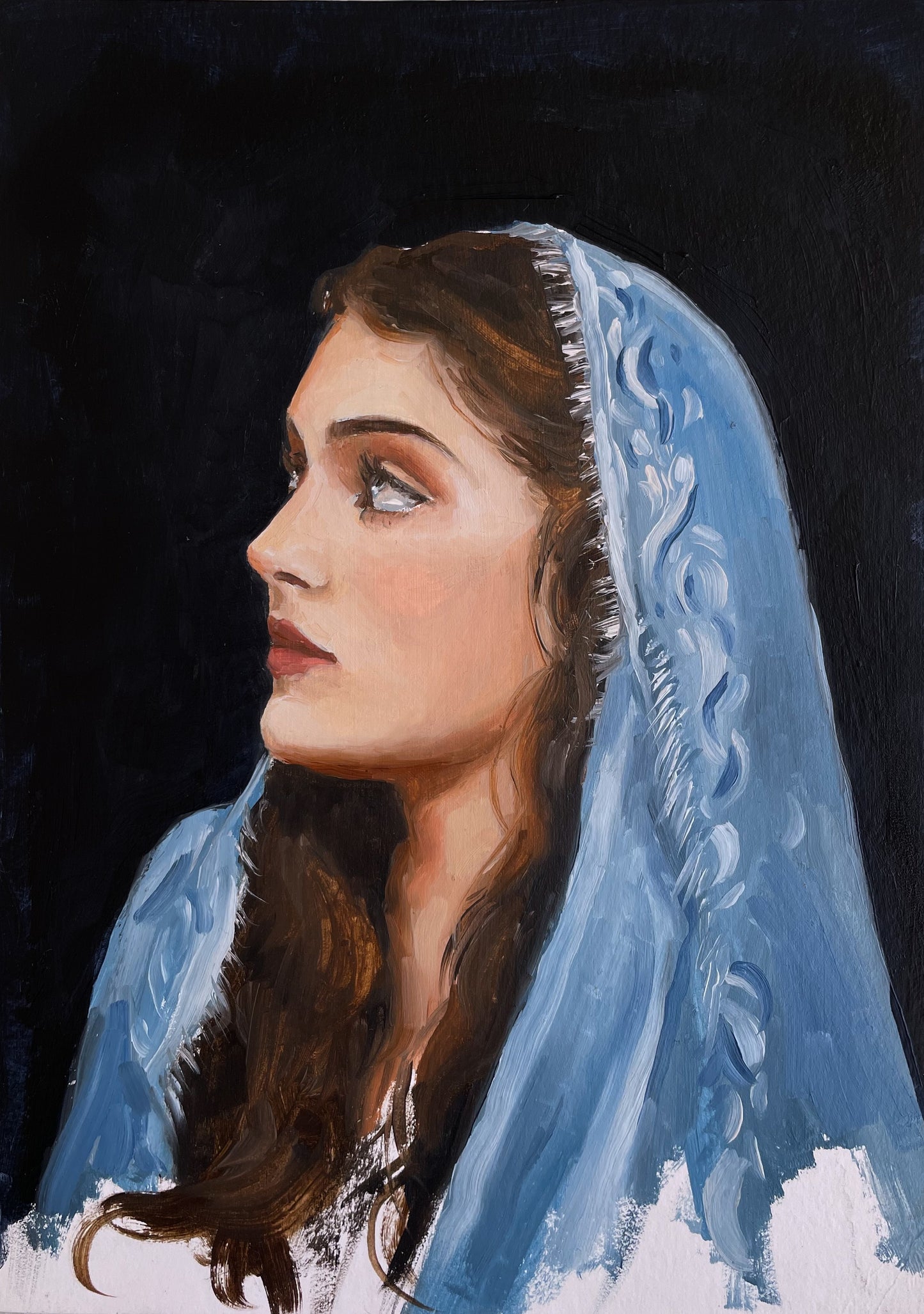 "Maiden in Blue" original oil painting