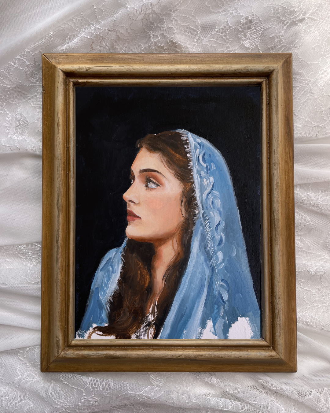 "Maiden in Blue" original oil painting